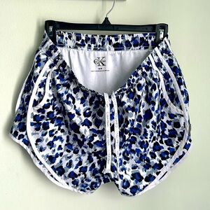 Calvin Klein White and Blue Patterned Athletic Shorts